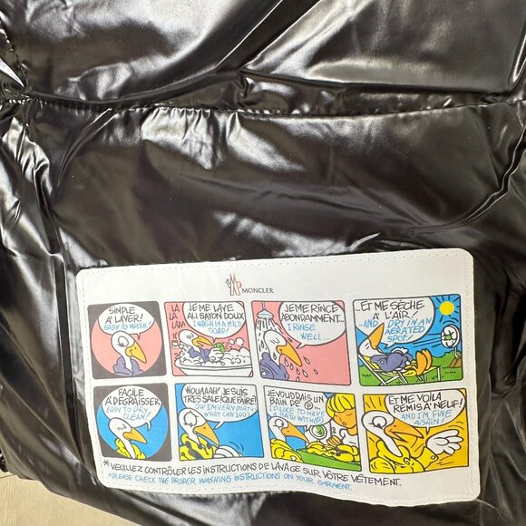 Moncler Black Down Puffer Jacket | Quilted, Zip Pockets, Cartoon Wash Label - Picture 4 of 8